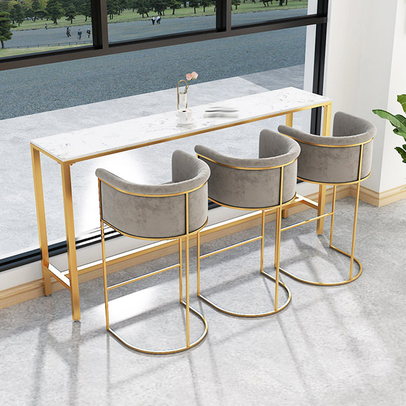 Glam Bar Set 1/2/4/7 Pcs Marble Bar Table with Upholstered Stools
