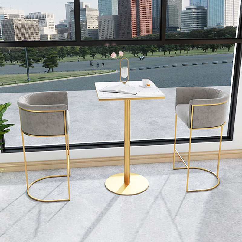 Glam Bar Set 1/2/4/7 Pcs Marble Bar Table with Upholstered Stools