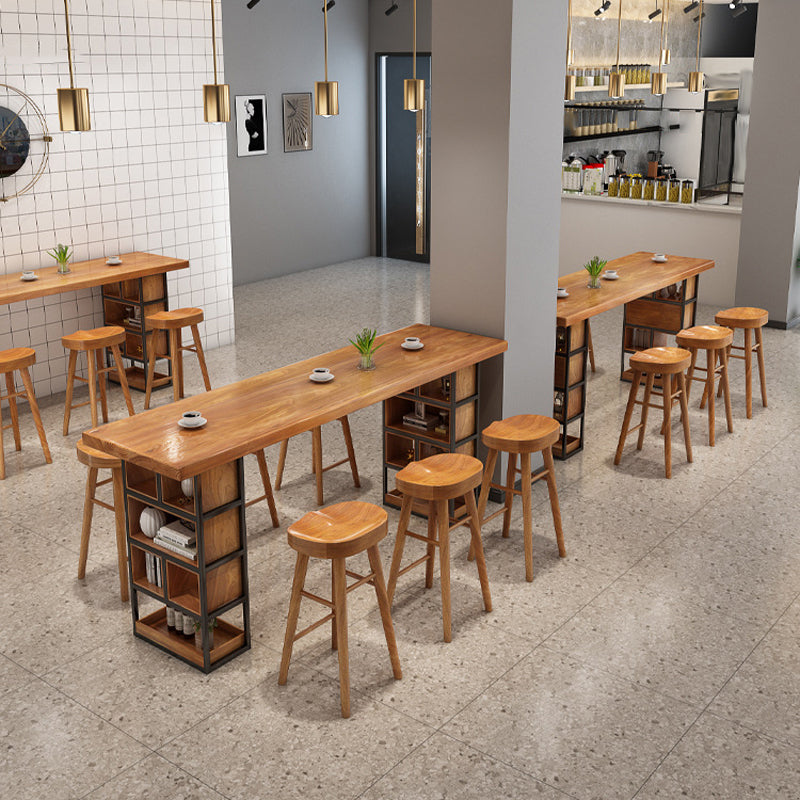 Contemporary Rectangle Bar Table Set 1/2/4/7 Pcs Solid Wood Bar Table and Bar Stools