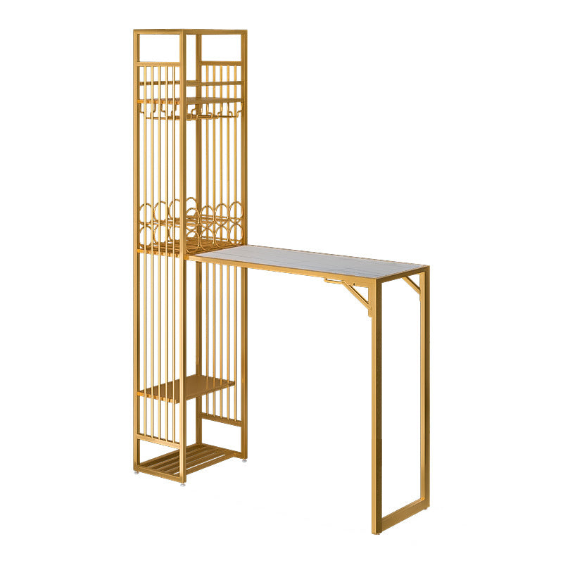 Glam Folding Bar Table Set 1/2 Pcs Bar Table and Bar Stools with Metal Frame