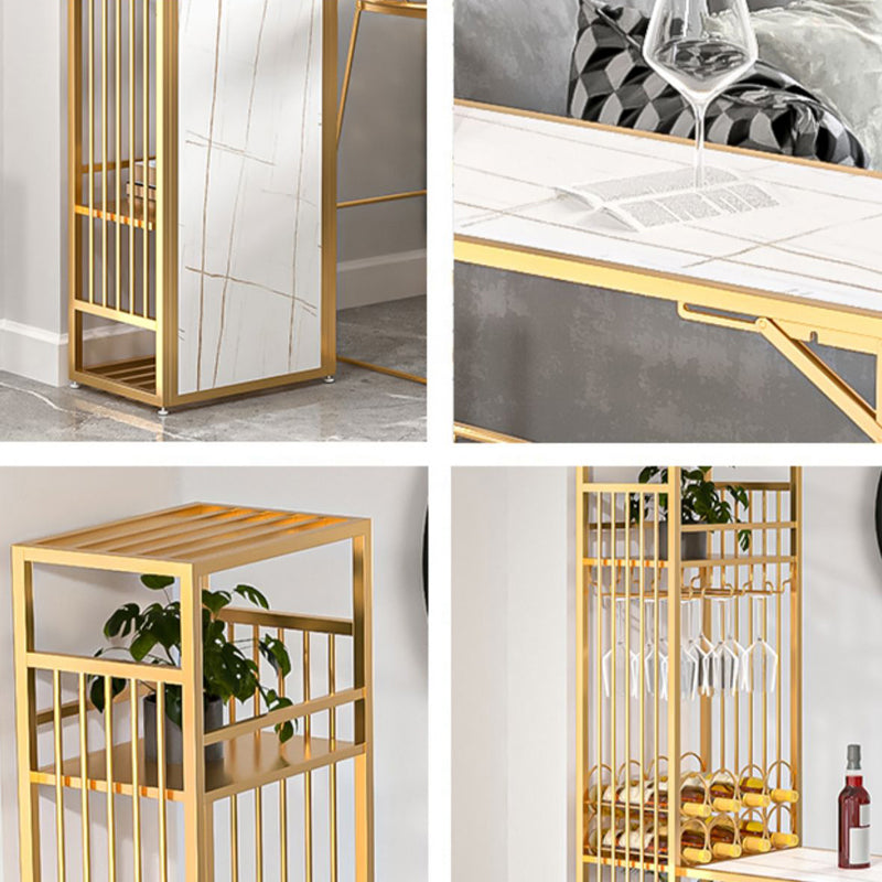 Glam Folding Bar Table Set 1/2 Pcs Bar Table and Bar Stools with Metal Frame