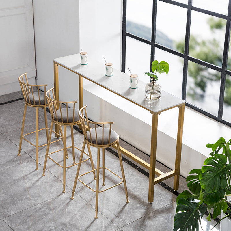 Glam 1/4/7 Pieces Bar Table Set Rectangle Stone Counter Table with High Stools for  Cafe