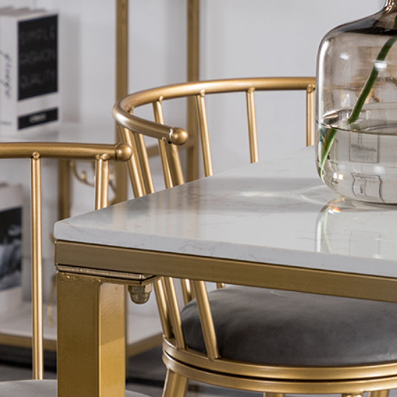 Glam 1/4/7 Pieces Bar Table Set Rectangle Stone Counter Table with High Stools for  Cafe