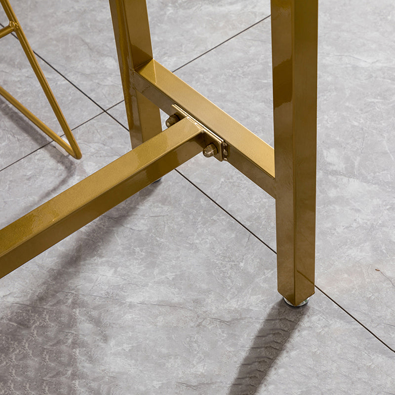 Glam 1/4/7 Pieces Bar Table Set Rectangle Stone Counter Table with High Stools for  Cafe