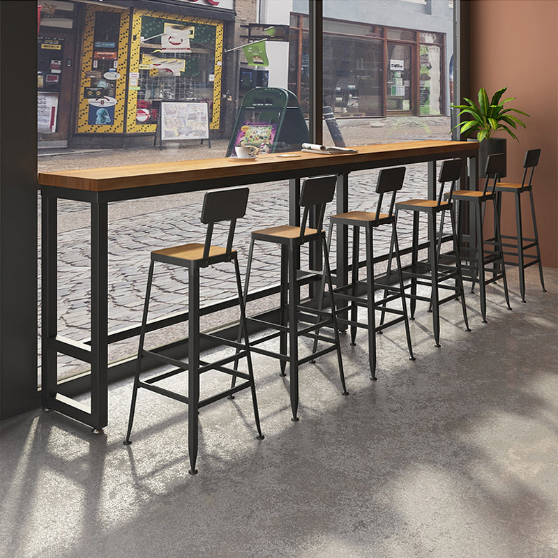 Modern 1/7 Pieces Bar Table Set Rectangle Pine Wood Counter Table with High Stools for Bar