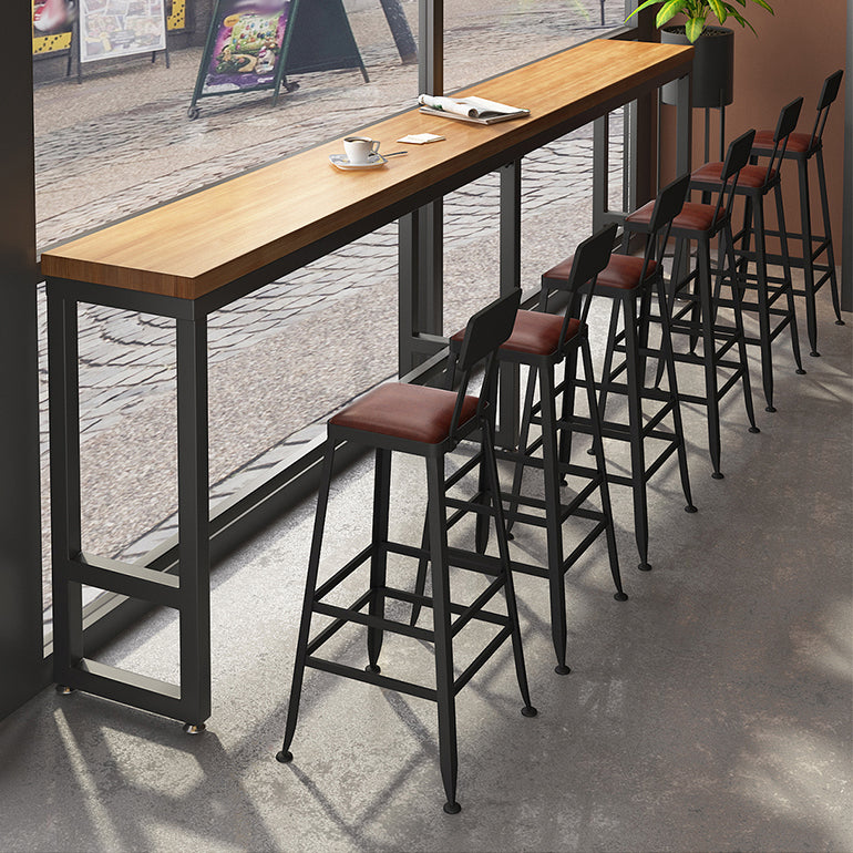 Modern 1/7 Pieces Bar Table Set Rectangle Pine Wood Counter Table with High Stools for Bar