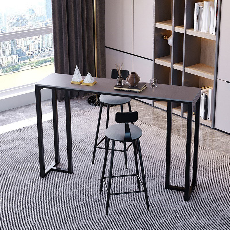 Modern 1/3/4/5 Pieces Bar Table Set Rectangle Stone Counter Table with Stools for Balcony