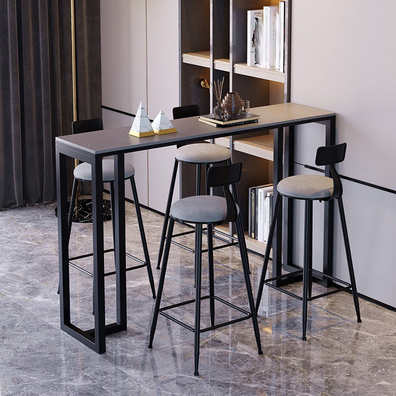 Modern 1/3/4/5 Pieces Bar Table Set Rectangle Stone Counter Table with Stools for Balcony