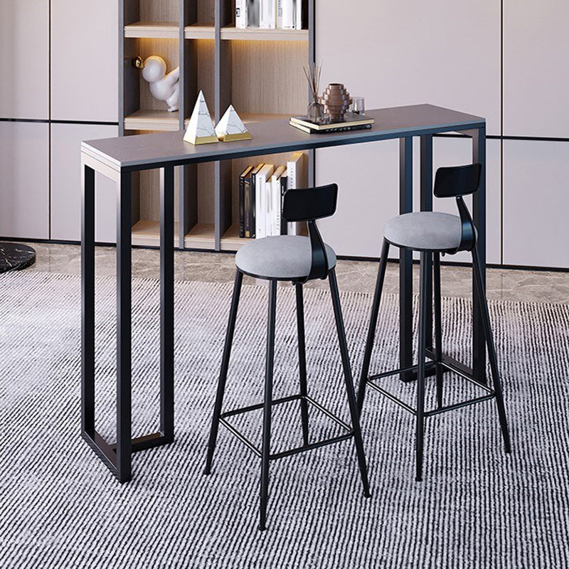 Modern 1/3/4/5 Pieces Bar Table Set Rectangle Stone Counter Table with Stools for Balcony