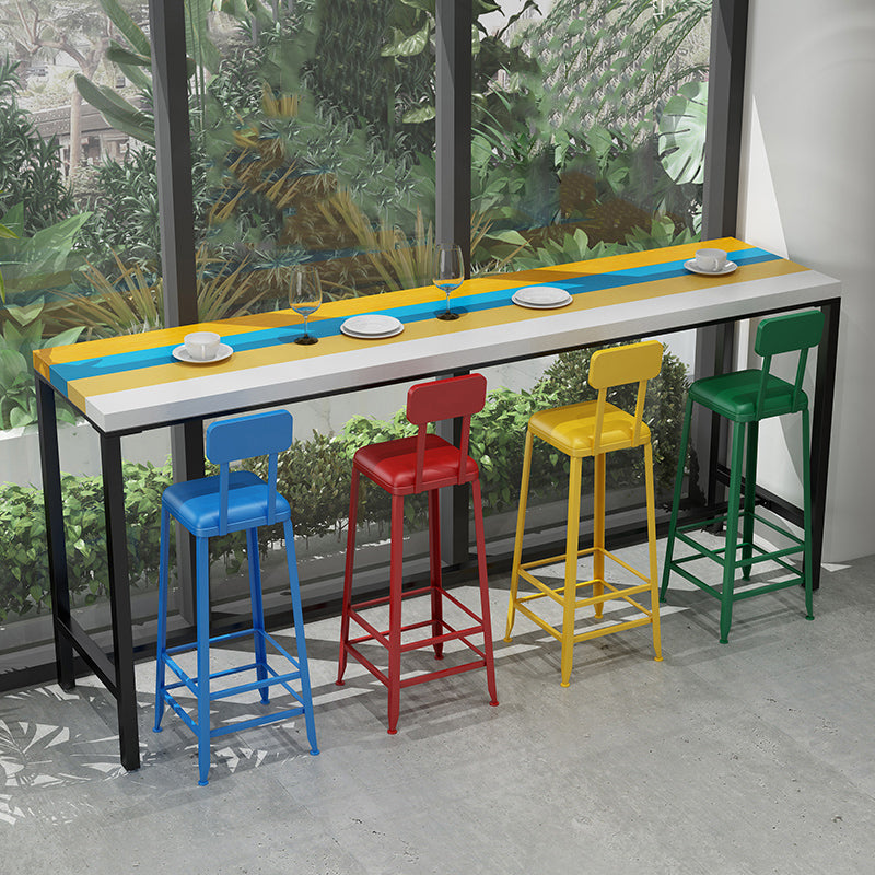 Modern 1/5/9 Pieces Bar Table Set Rectangle Wood Counter Table with High Stools for Cafe