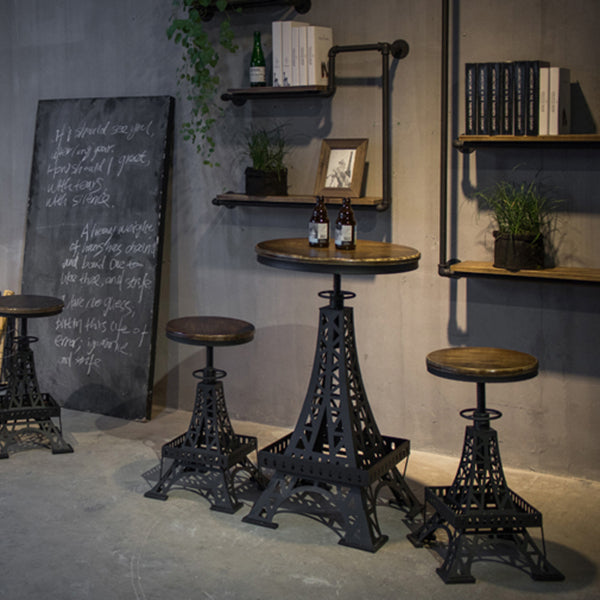 Industrial Wood Bar Table Set 1/2/3 Pieces Metal Counter Set for Home Use