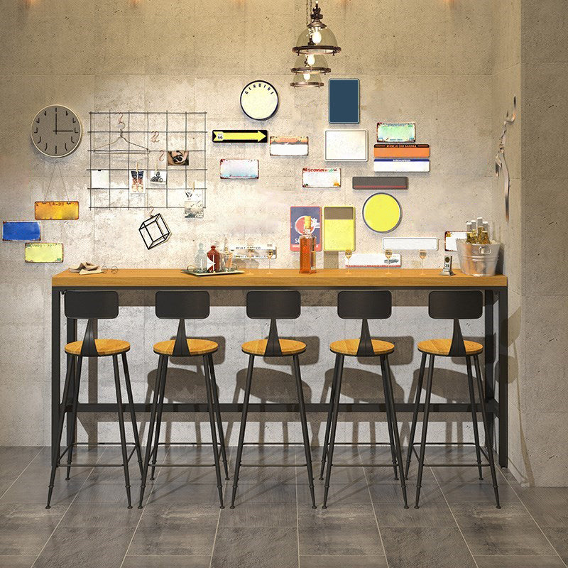 Industrial 1/6/11 Pieces Bar Table Set Rectangle Wood Counter Table with Stools for Cafe