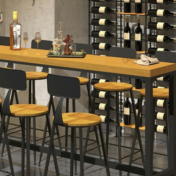 Industrial 1/6/11 Pieces Bar Table Set Rectangle Wood Counter Table with Stools for Cafe