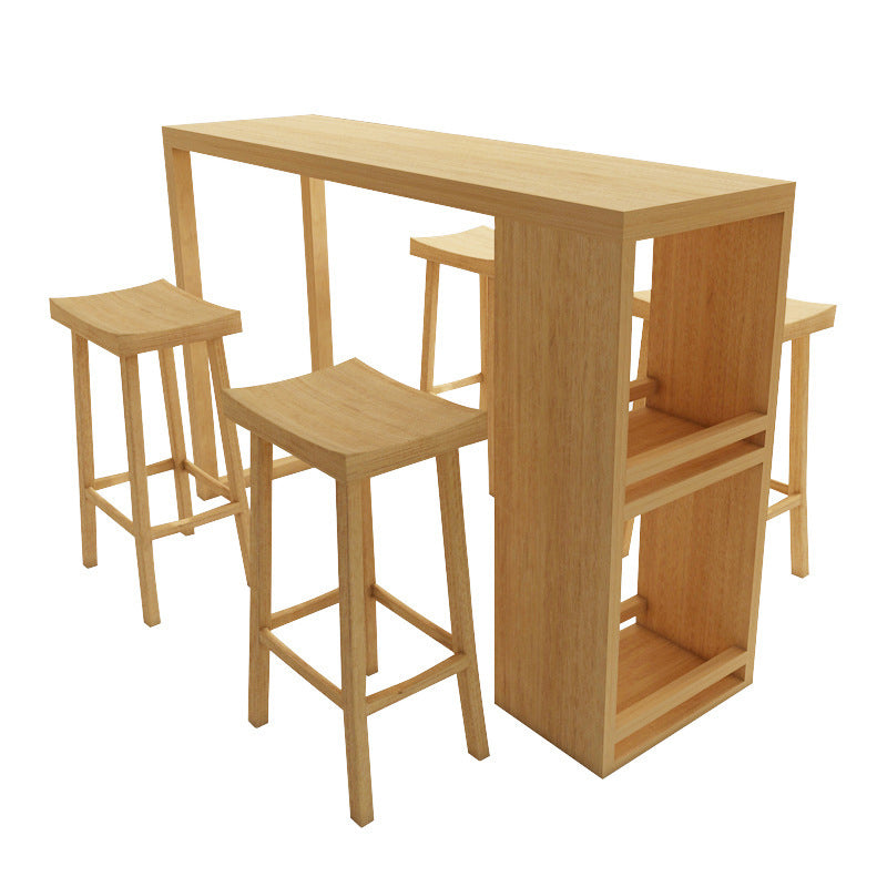 Glam 1/5 Pieces Bar Table Set Rectangle Wood Counter Table for Kitchen