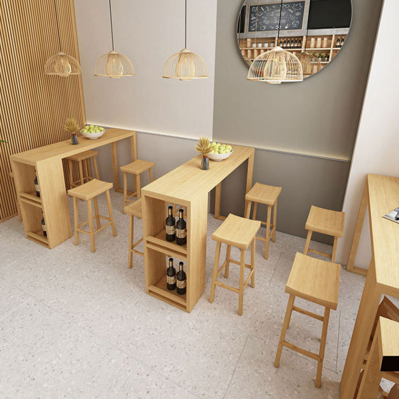 Glam 1/5 Pieces Bar Table Set Rectangle Wood Counter Table for Kitchen