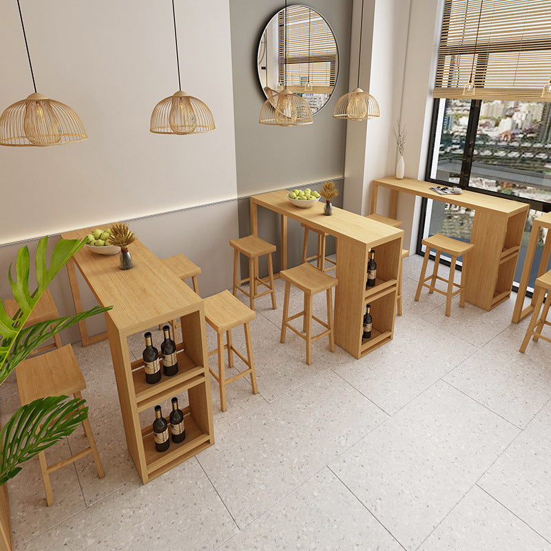 Glam 1/5 Pieces Bar Table Set Rectangle Wood Counter Table for Kitchen