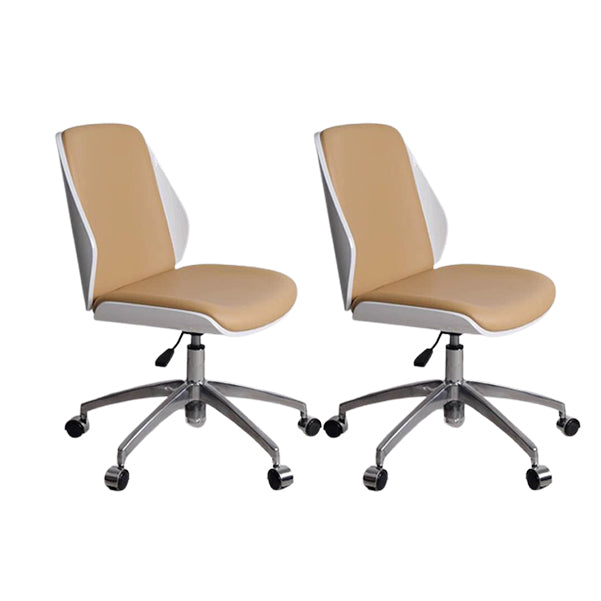 Contemporary Swivel Office Chair Mid-Back Armless Wood Back Chair