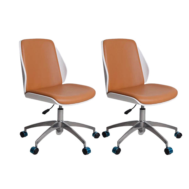 Contemporary Swivel Office Chair Mid-Back Armless Wood Back Chair
