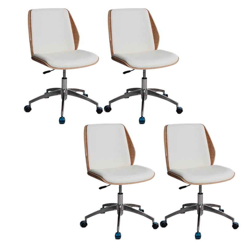 Contemporary Swivel Office Chair Mid-Back Armless Wood Back Chair