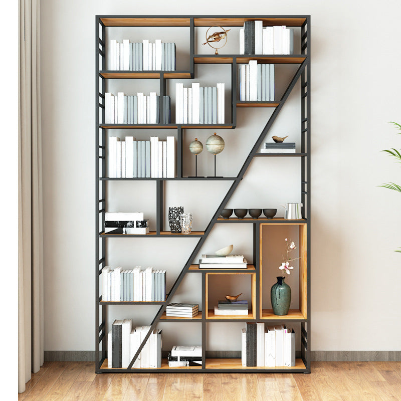 10" W Open Storage Bookcase Modern Metal Frame Bookshelf with Shelves