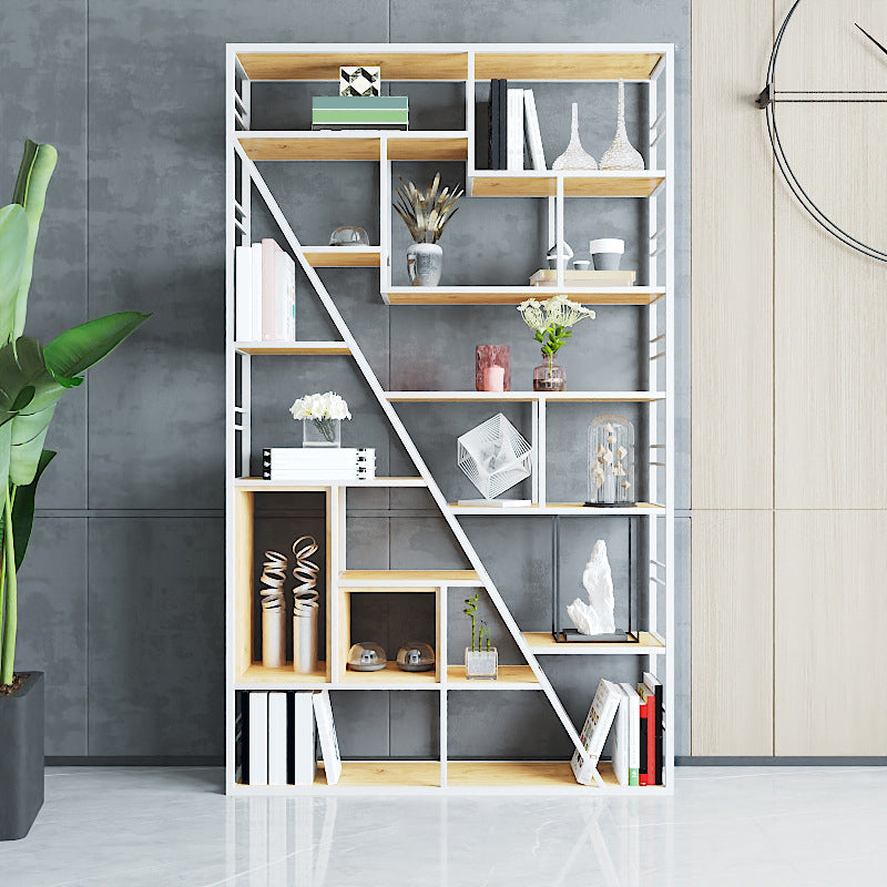 10" W Open Storage Bookcase Modern Metal Frame Bookshelf with Shelves