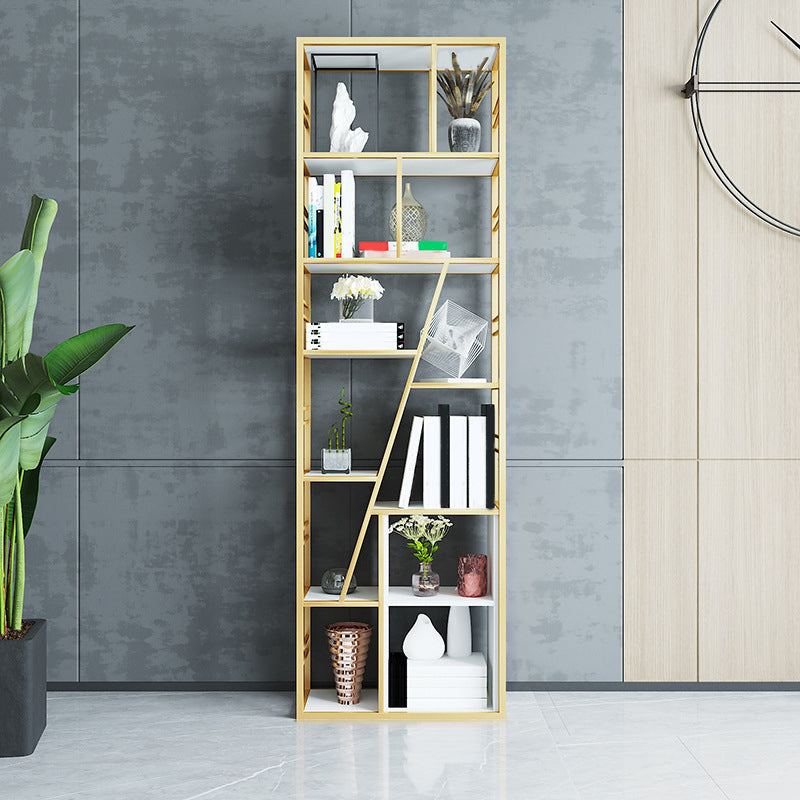 10" W Open Storage Bookcase Modern Metal Frame Bookshelf with Shelves