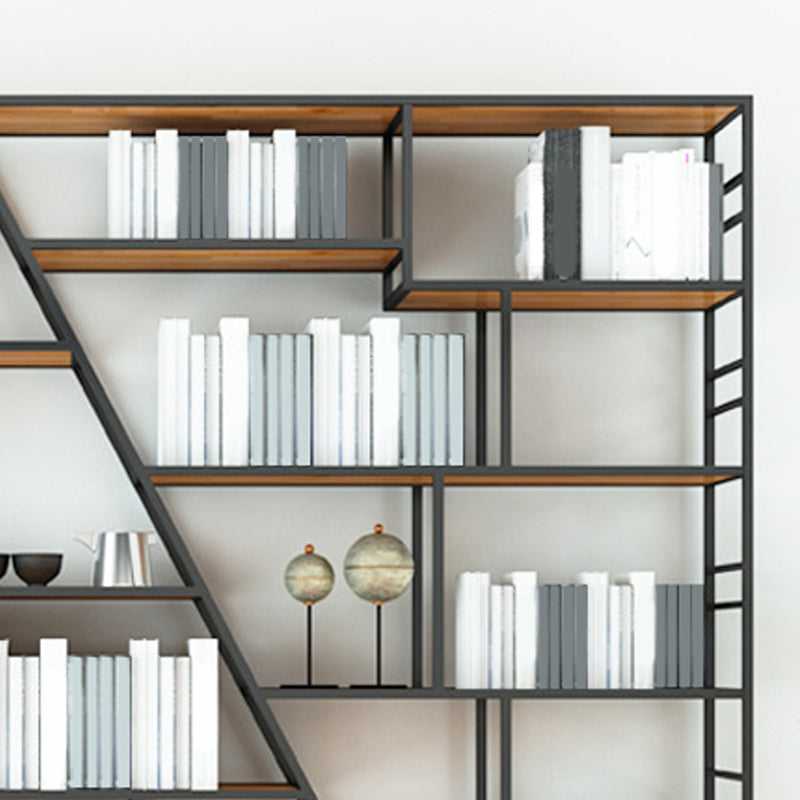 10" W Open Storage Bookcase Modern Metal Frame Bookshelf with Shelves