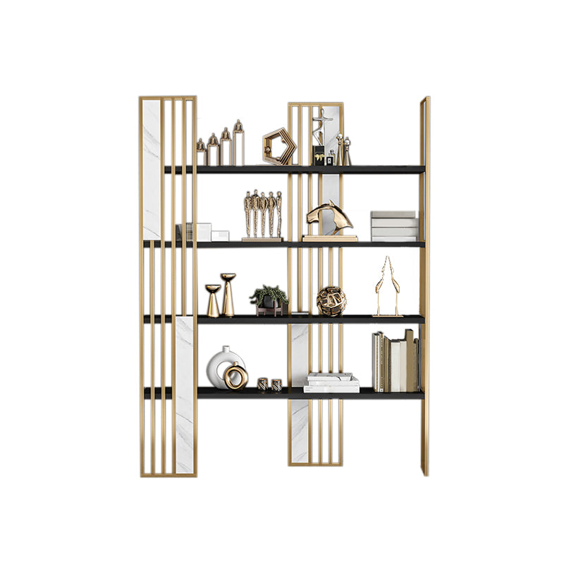 12" W Open Storage Bookcase Gold Metal Frame Bookshelf with Shelves