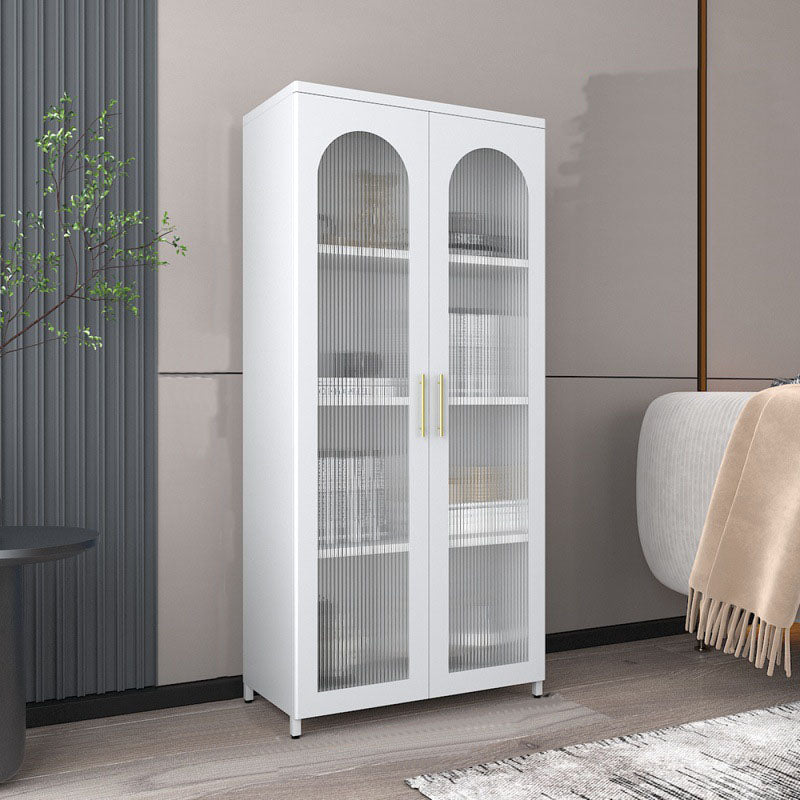14" W Closed Storage Bookcase Metal Frame Bookshelf with Glass Doors