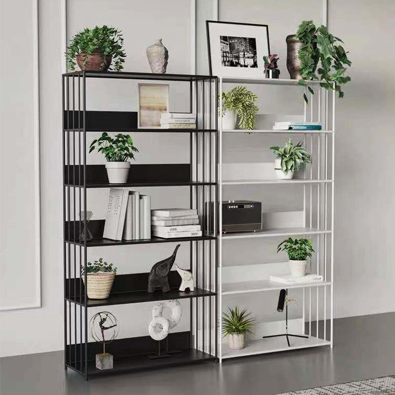 Modern Open Storage Bookcase 12" W Iron Frame Bookshelf with Shelves