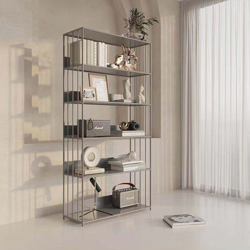 Modern Open Storage Bookcase 12" W Iron Frame Bookshelf with Shelves