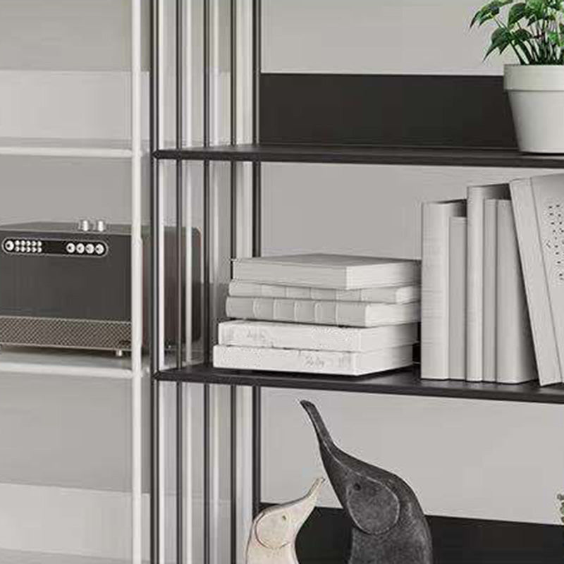Modern Open Storage Bookcase 12" W Iron Frame Bookshelf with Shelves
