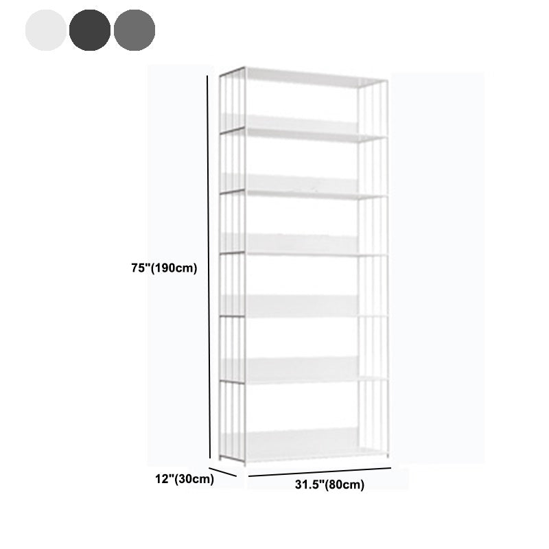 Modern Open Storage Bookcase 12" W Iron Frame Bookshelf with Shelves