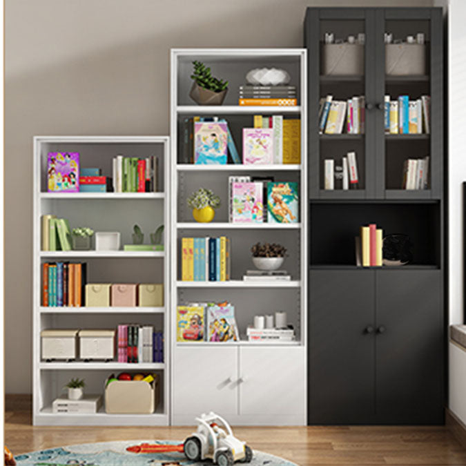 Modern Closed Storage Bookcase Black/White Metal Bookshelf with Shelves
