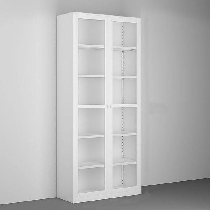 Modern Closed Storage Bookcase Black/White Metal Bookshelf with Shelves