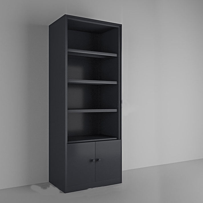 Modern Closed Storage Bookcase Black/White Metal Bookshelf with Shelves