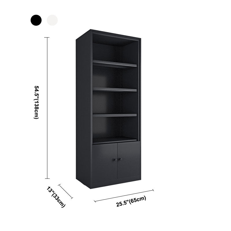 Modern Closed Storage Bookcase Black/White Metal Bookshelf with Shelves