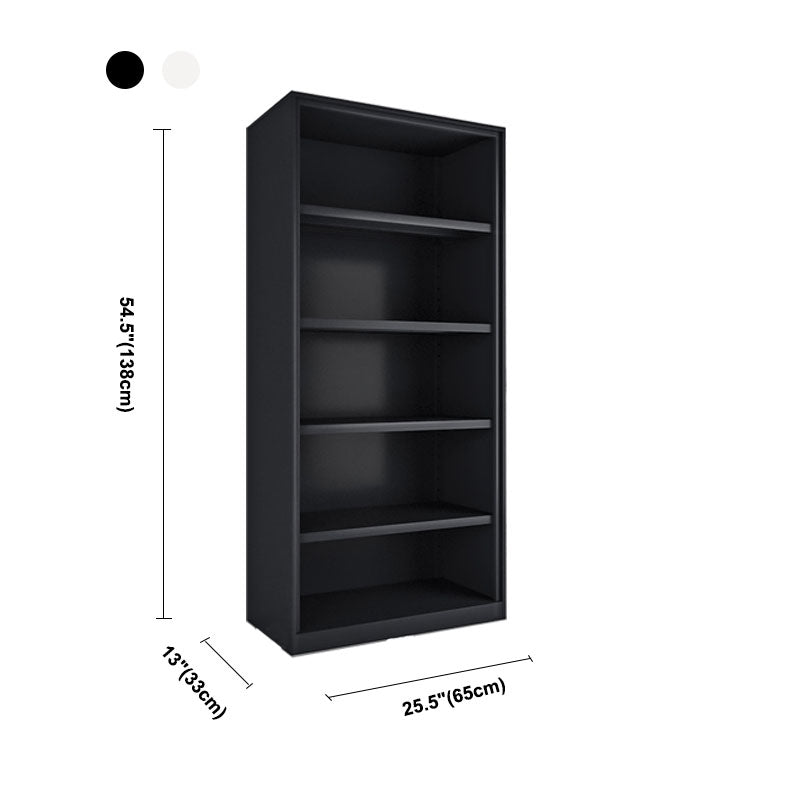 Modern Closed Storage Bookcase Black/White Metal Bookshelf with Shelves