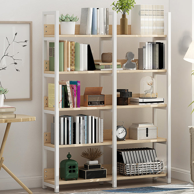 Open Multi-layer Bookshelf Modern Steel Wood Home Living Room Bookcase