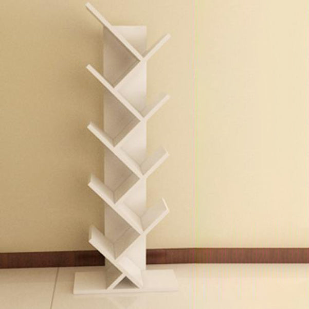 Modern Engineered Wood Bookcase Geometric Bookshelf for Living Room