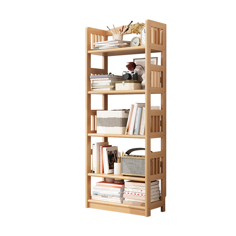 Rectangle Etagere Bookcase Scandinavian Solid Wood Open Back Bookshelf