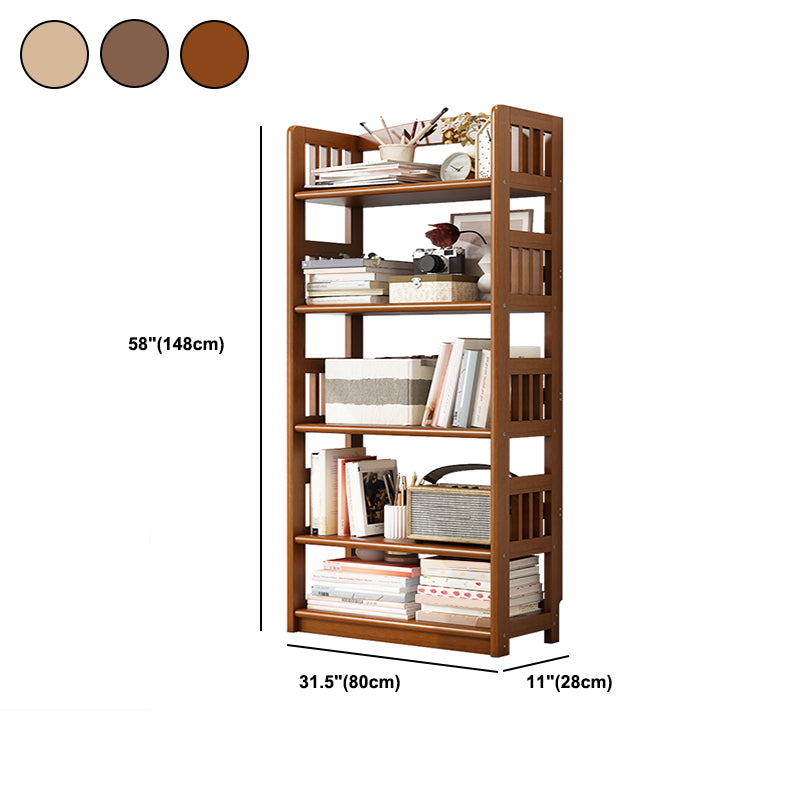 Rectangle Etagere Bookcase Scandinavian Solid Wood Open Back Bookshelf