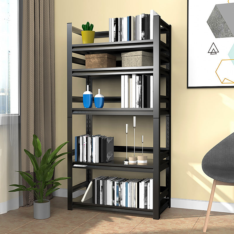 Rectangle Metal Bookcase Modern Closed Back Bookshelf with Shelves