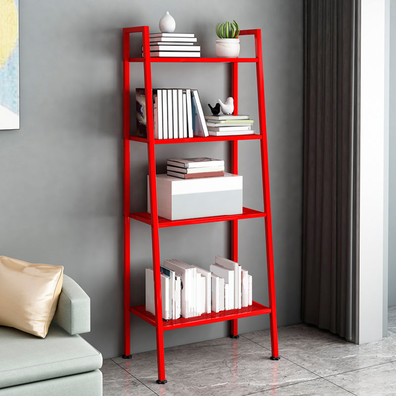 Ladder Metal Bookshelf Modern Bookcase with Rectangular Shelves