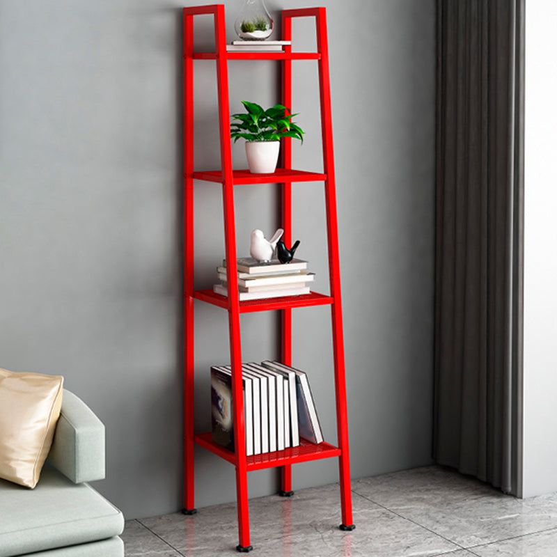 Ladder Metal Bookshelf Modern Bookcase with Rectangular Shelves