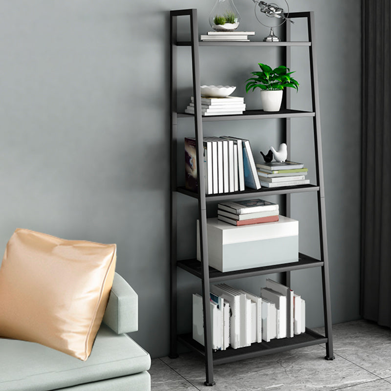 Ladder Metal Bookshelf Modern Bookcase with Rectangular Shelves