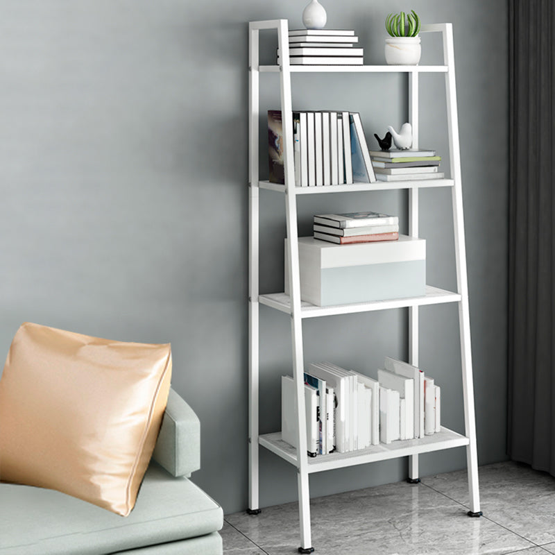 Ladder Metal Bookshelf Modern Bookcase with Rectangular Shelves