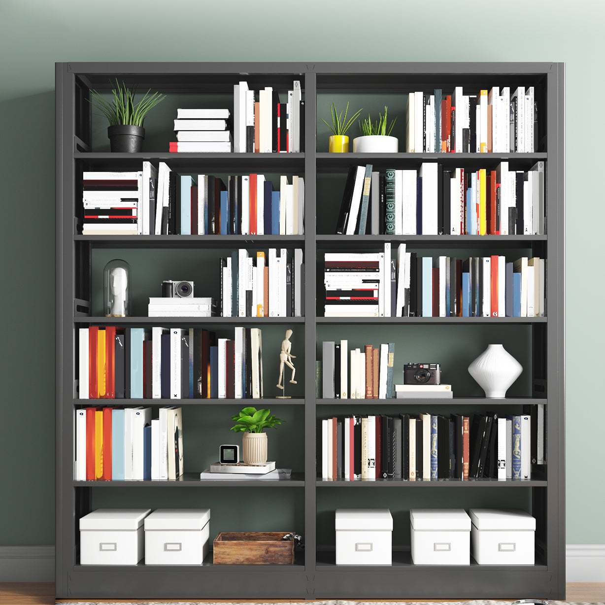 6-Tier Steel Matte Finish Bookcase Standard 79-inch Bookshelf