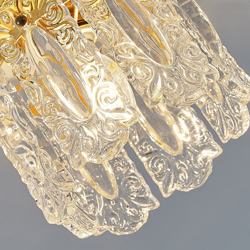 Crystal Lighting Fixture Gold Modern Flush Mounted Ceiling Lights for Foyer