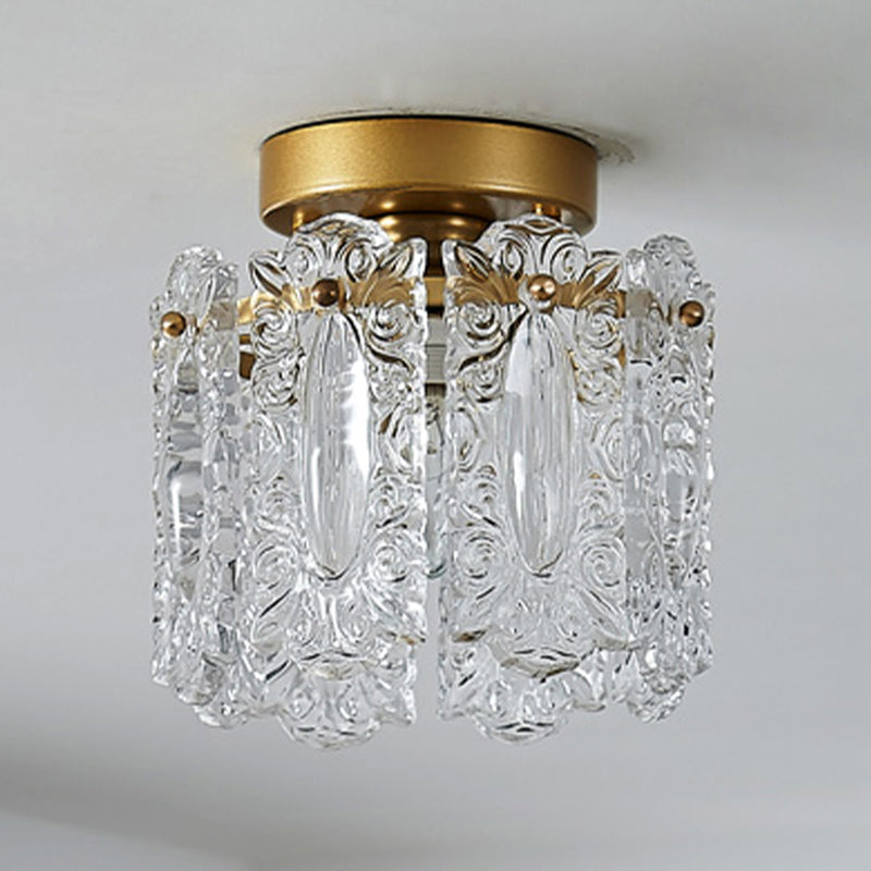 Crystal Lighting Fixture Gold Modern Flush Mounted Ceiling Lights for Foyer